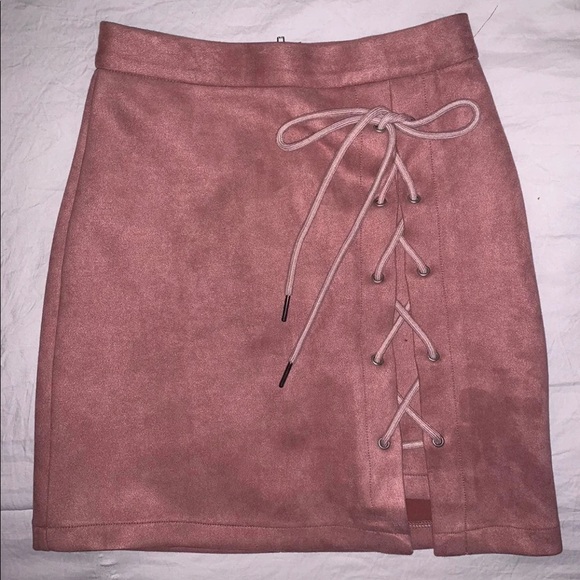 Mauve suede Mini skirt - Picture 1 of 9